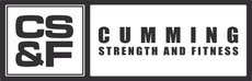 Black-and-white Cumming Strength and Fitness logo with “CS&F” initials and company name