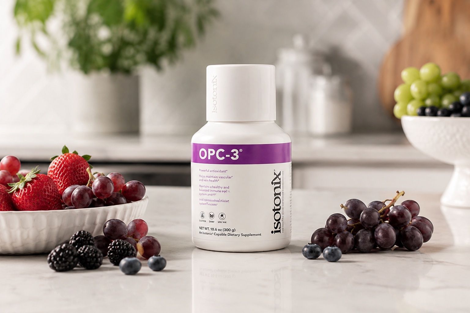 Isotonix OPC-3 supplement featuring grape seed, red wine and pine bark extracts