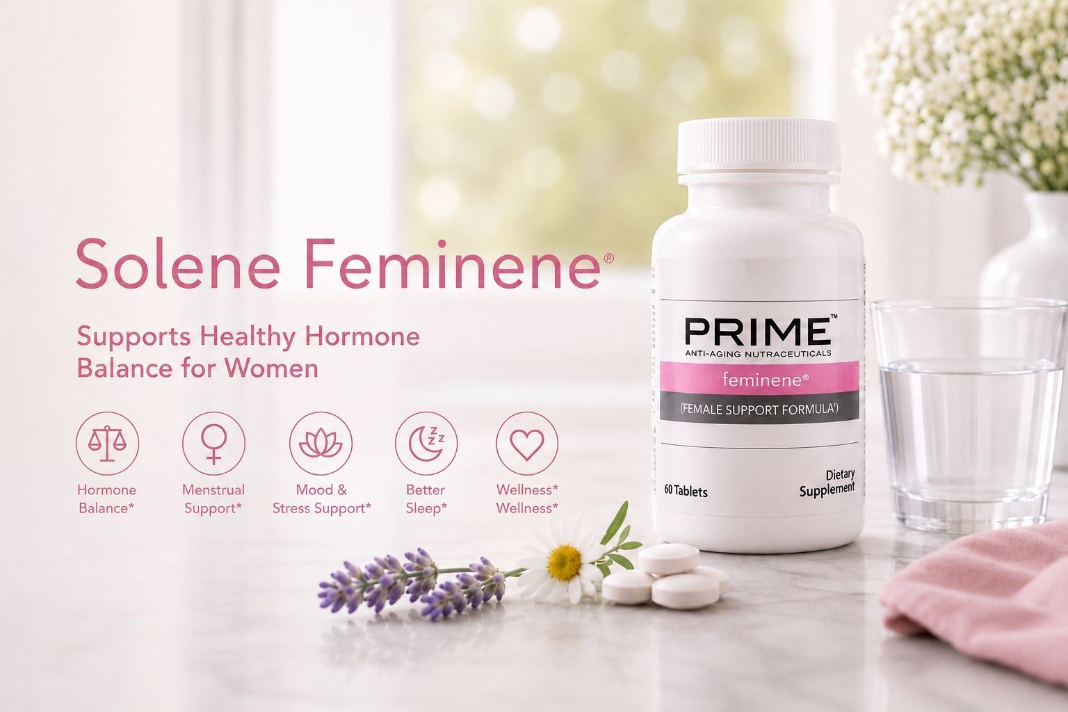 Solene Feminene Hormone & Mood Balance dietary supplement for women's wellness