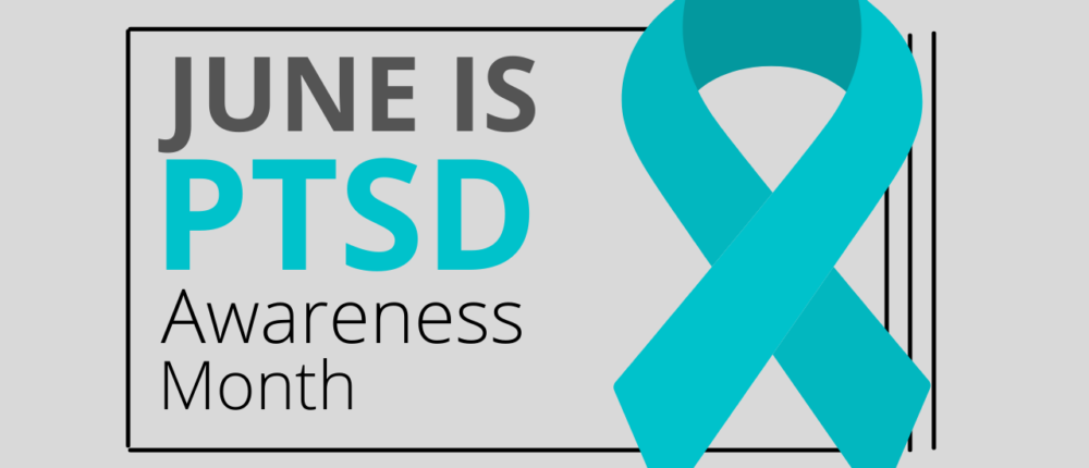 Teal ribbon for June PTSD month