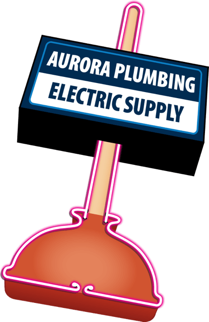 A neon sign for aurora plumbing electric supply