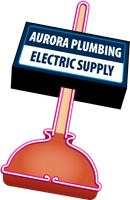 A neon sign for aurora plumbing electric supply
