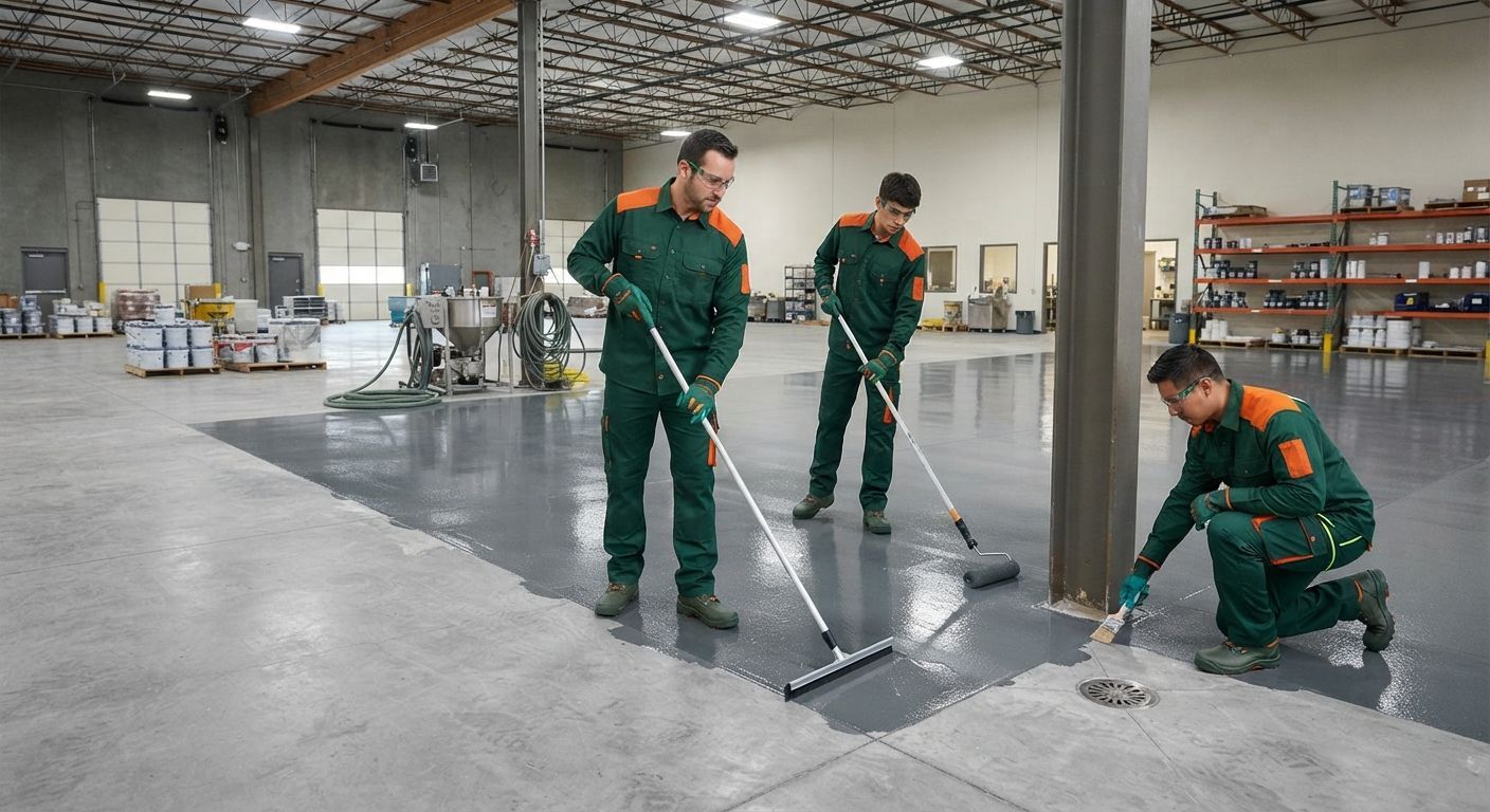 Professional epoxy flooring service for a commercial property in Rancho Cordova