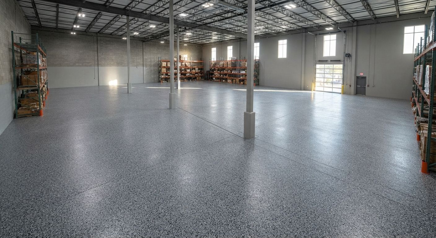 Completed commercial polyaspartic flooring project in Rancho Cordova California