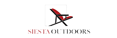 Logo: red outdoor chair graphic above 