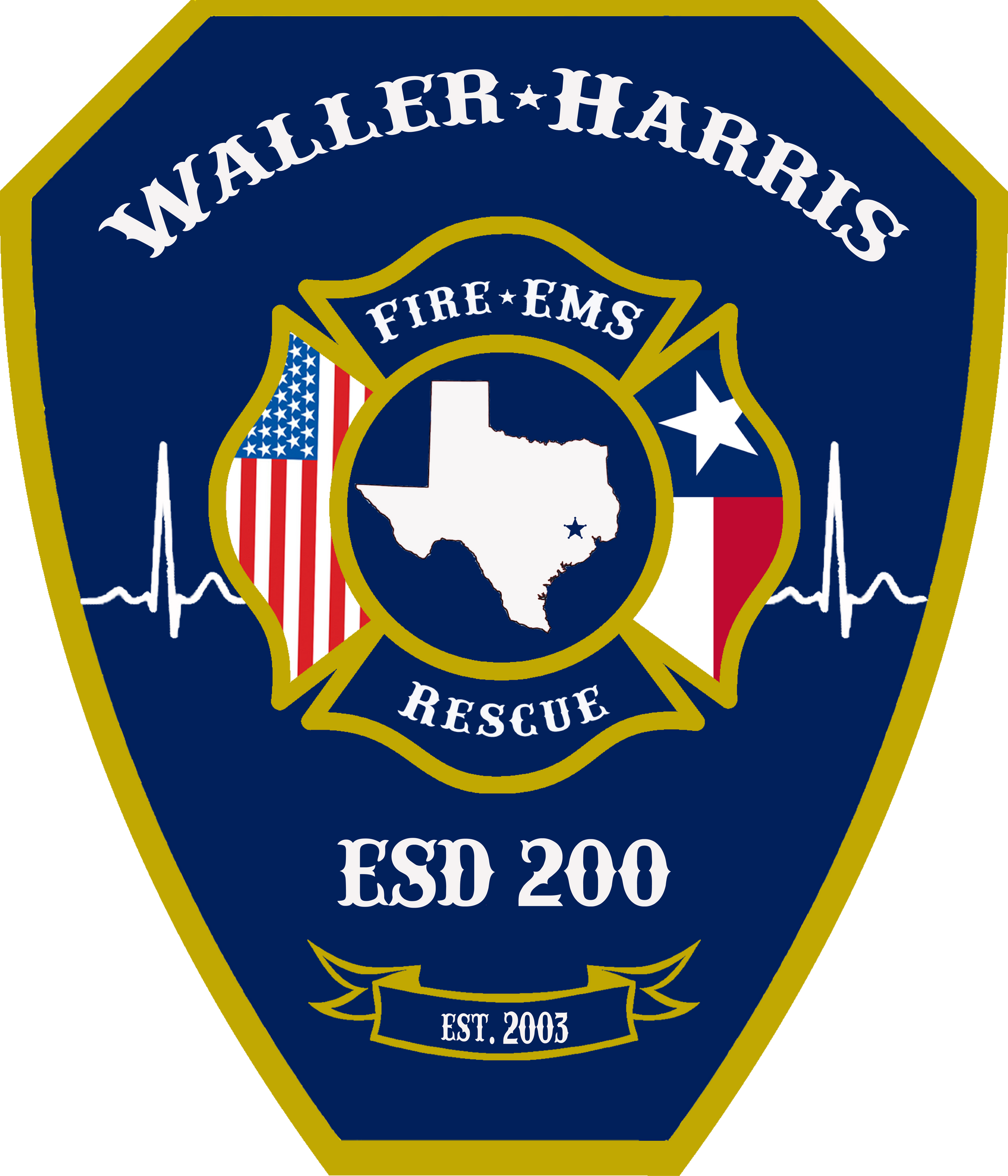 A badge for waller harris esd 200 fire and ems rescue