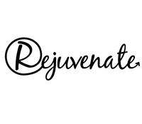 The word rejuvenate is written in cursive on a white background.