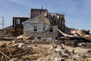 Residential building torn down with hurricane damage