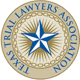 The logo for the texas trial lawyers association with a blue star in the center.