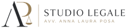 Logo dello Studio Legale con iniziali stilizzate in oro e grigio e la scritta &ldquo;AVV. ANNA LAURA POSA&rdquo;
