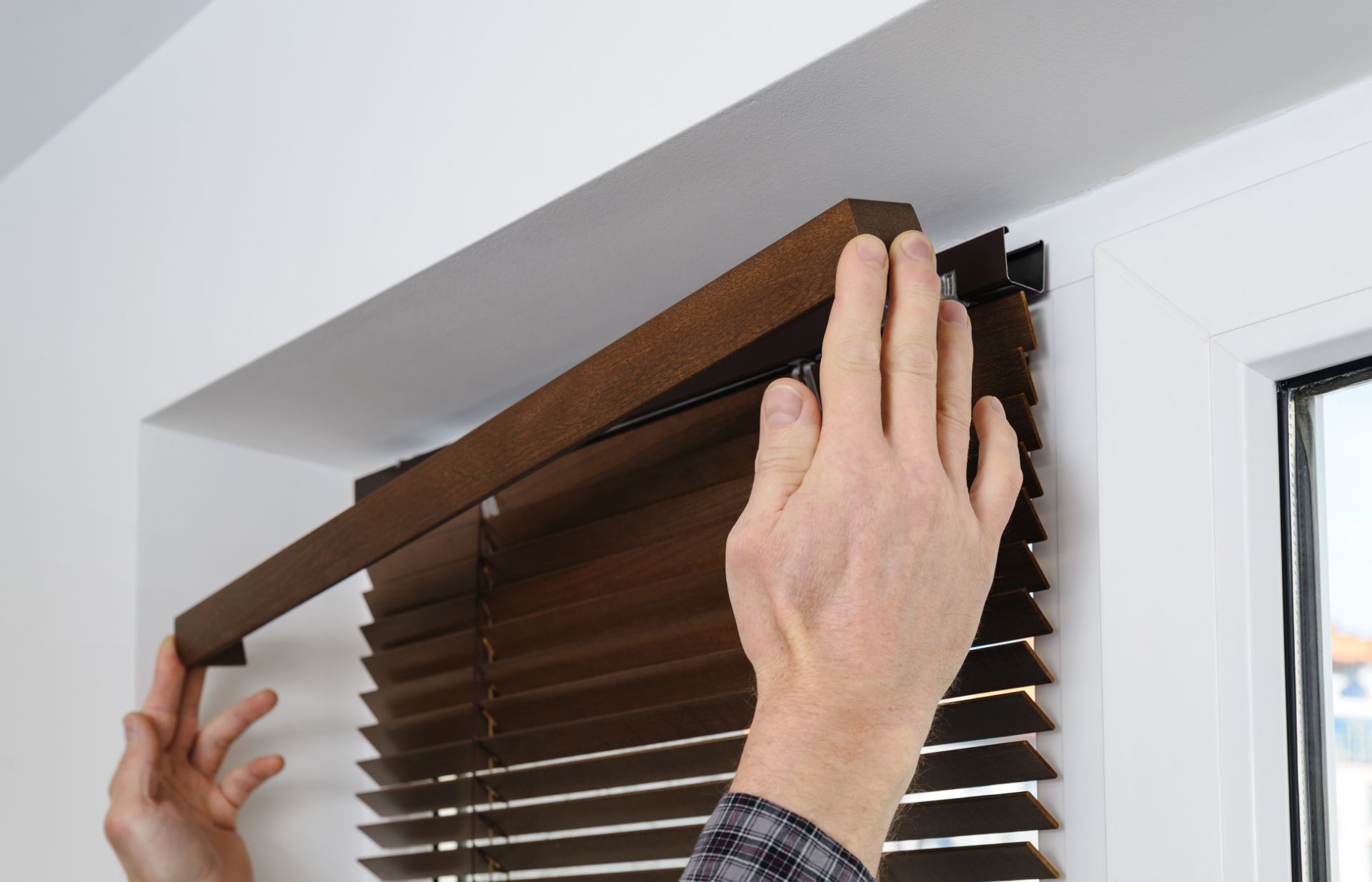Installing unique white blinds