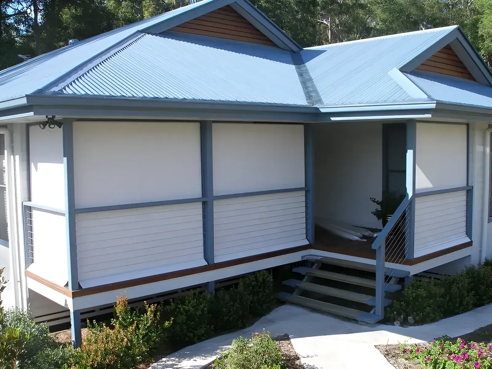 Small White House With a Blue Roof and Porch Stairs, Viewed From the Front-left Side — Another Blind Man in Tewantin, QLD