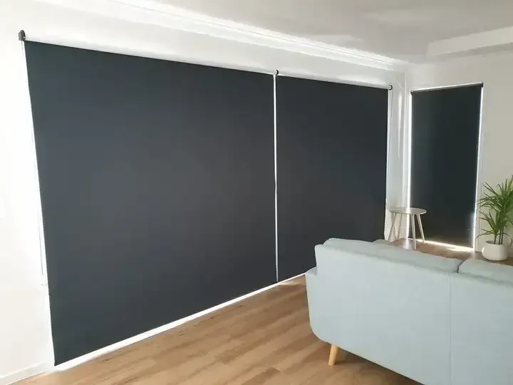 Living Room With Dark Window Shades, Light Wood Floor — Another Blind Man in Tewantin, QLD