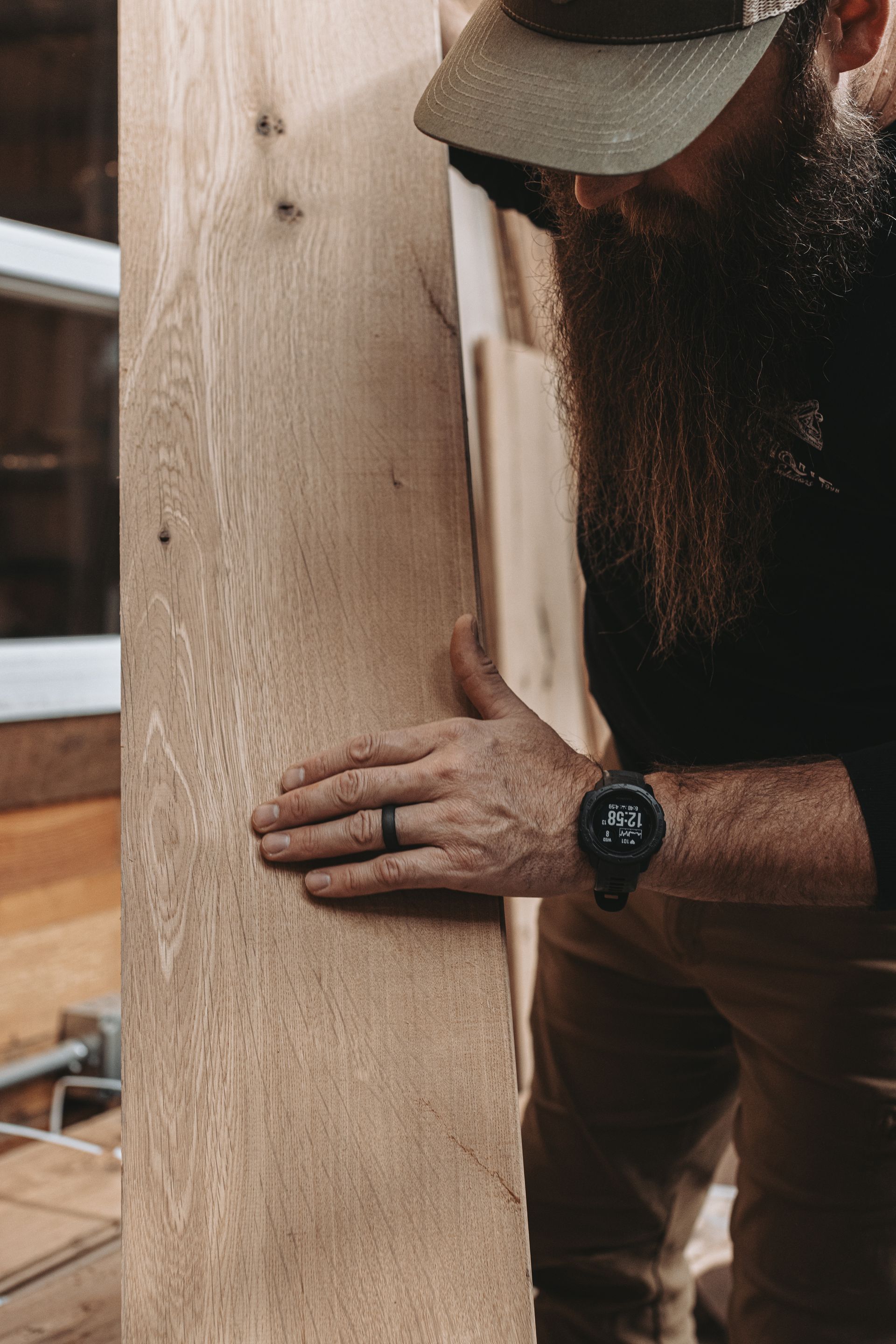 Close-up of flat grain lumber with natural patterns.