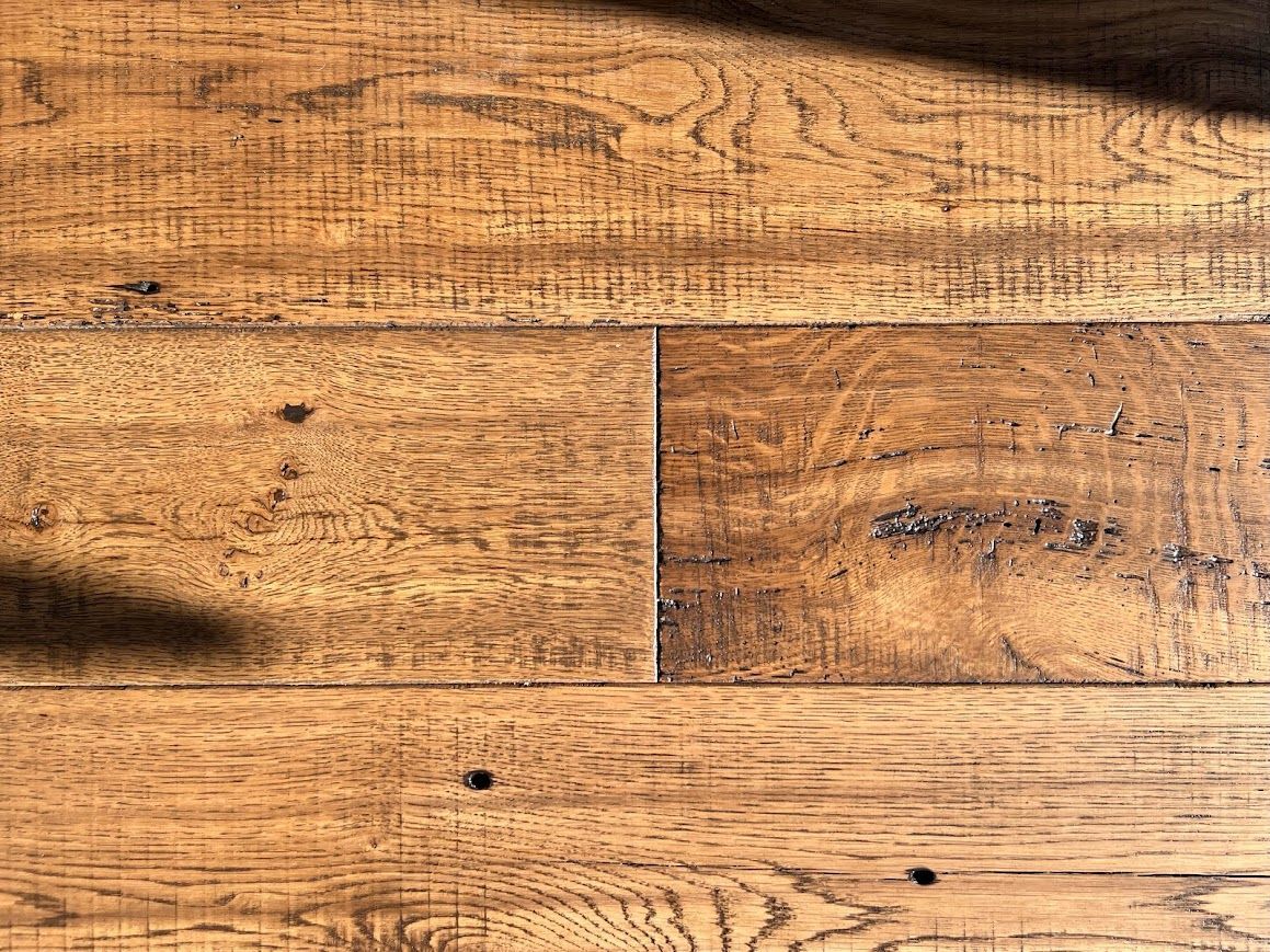 Rustic wooden floor with reclaimed wood patina in Pennsylvania