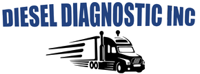 A black silhouette of a semi-truck with motion lines below the navy blue text 
