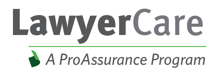 LawyerCare logo with green gavel icon and tagline “A ProAssurance Program”