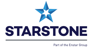 Starstone logo with blue star icon and text, “Part of the Enstar Group” beneath