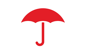 Red umbrella icon on a white background