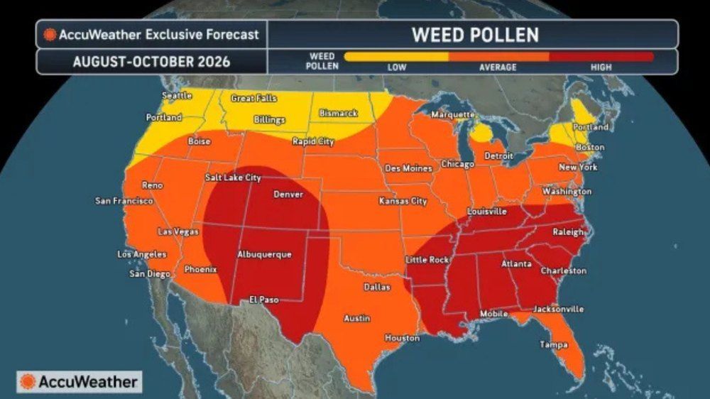Weed pollen map from Accuweather
