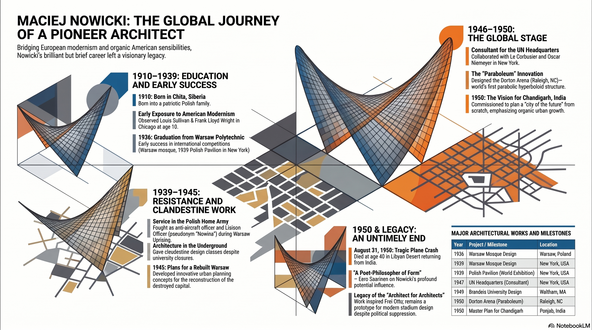 Maciej Nowicki, Pioneer Architect infographic