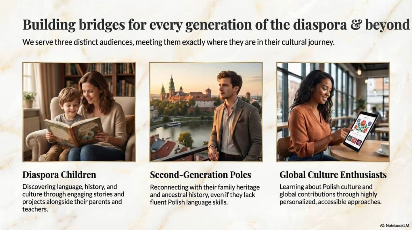 Three-panel diaspora service banner with people using tablets and apps, with bridge header text