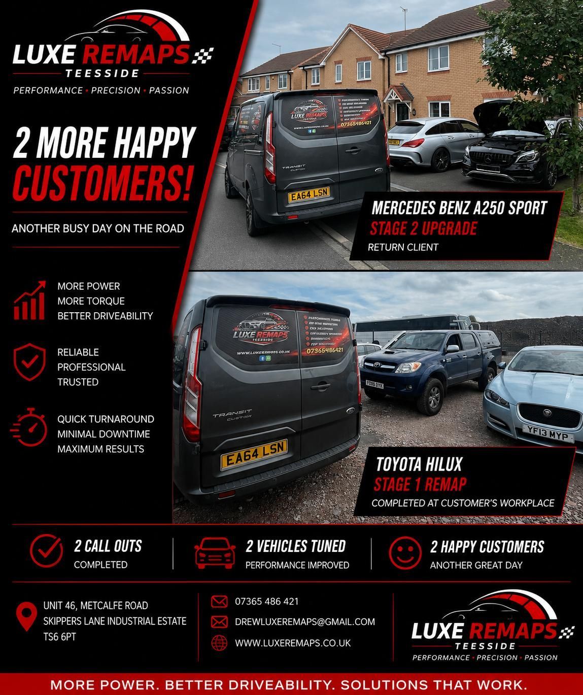 Two More Happy Customers – Mercedes A250 Stage 2 Upgrade & Toyota Hilux Stage 1 Remap in Middlesbrough
