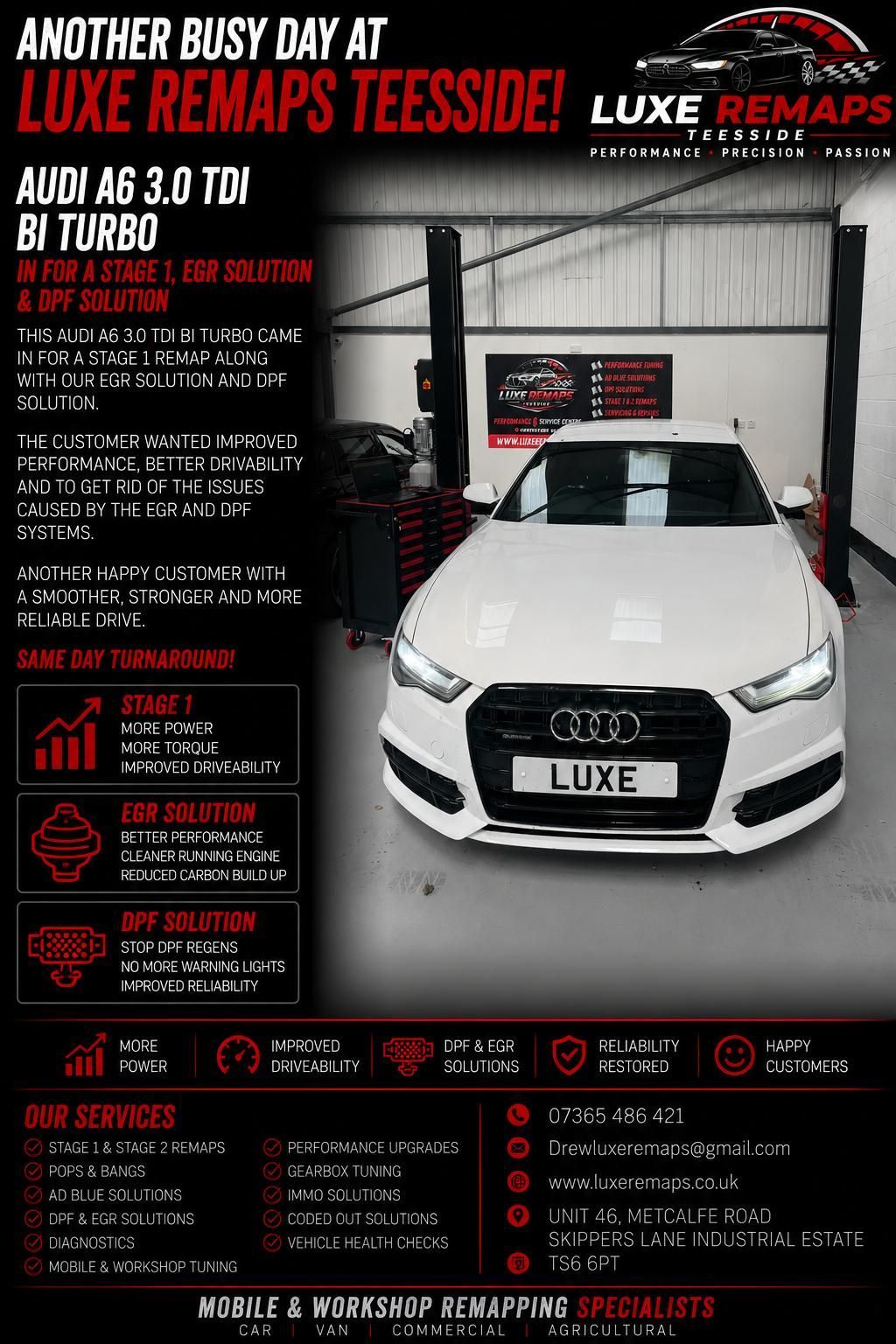 Audi A6 stage1 remap dpf solution and egr solution