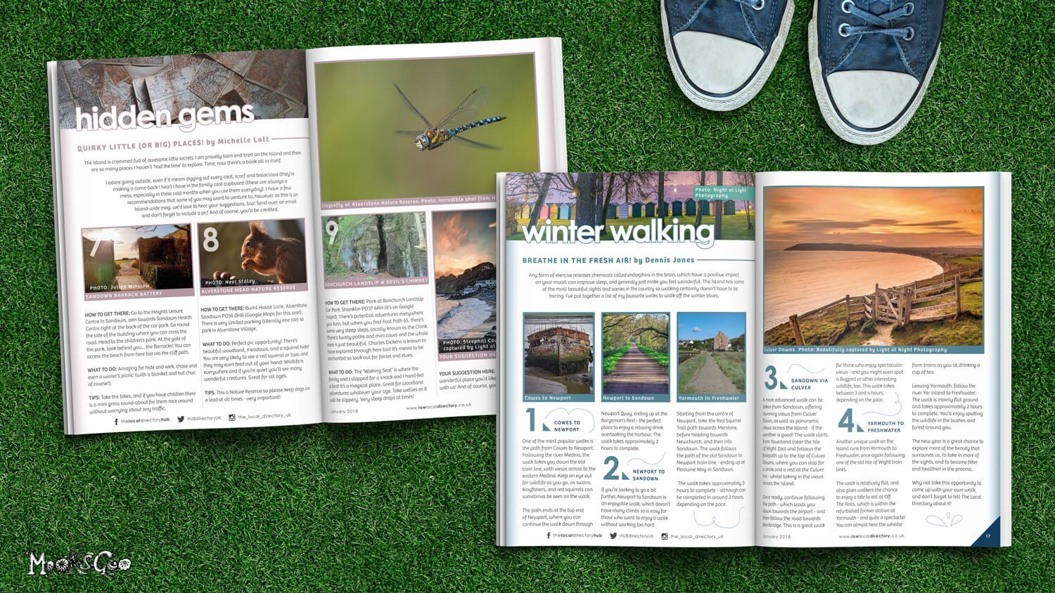 Quirky magazine layout design for a local Isle of Wight company, designed by MooksGoo
