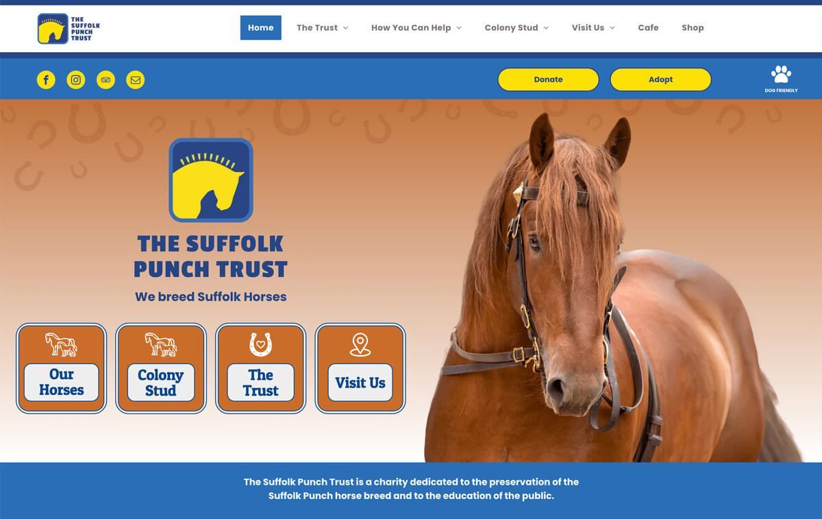 New website homepage for the Suffolk Punch Trust designed by MooksGoo