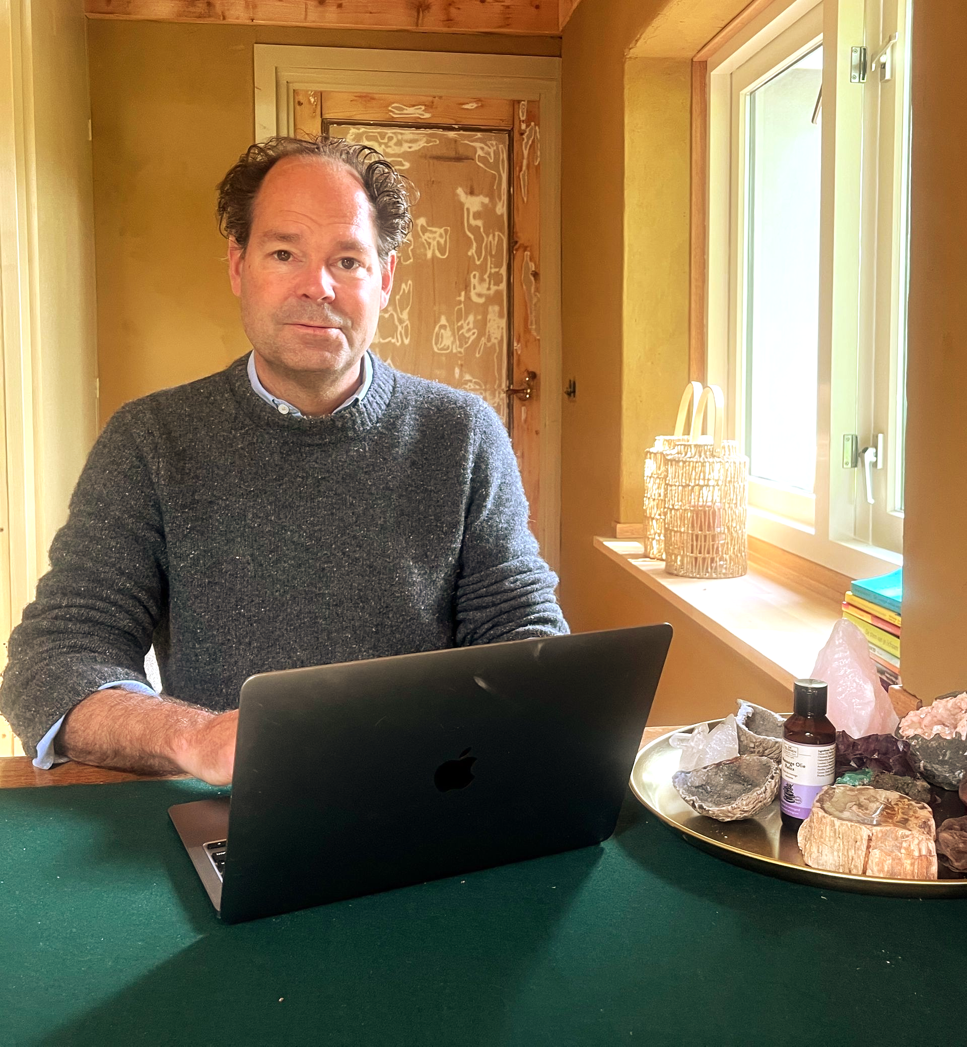 Een fysiotherapeut met computer
