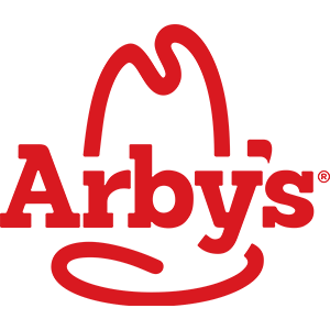A red logo for arby 's with a m on it