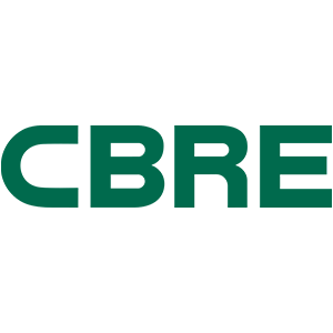 The cbre logo is green and white on a white background.
