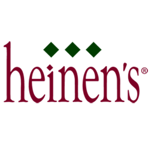 A logo for heinen 's with three green diamonds