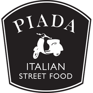 A black and white logo for piada italian street food