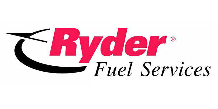 The logo for ryder fuel services is red and black.