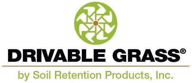 The logo for drivable grass by soil retention products inc.