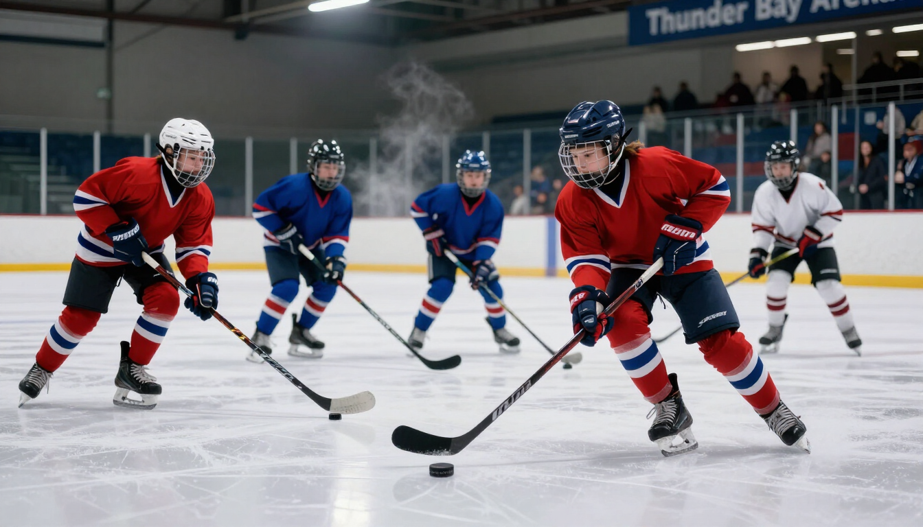 Youth hockey action