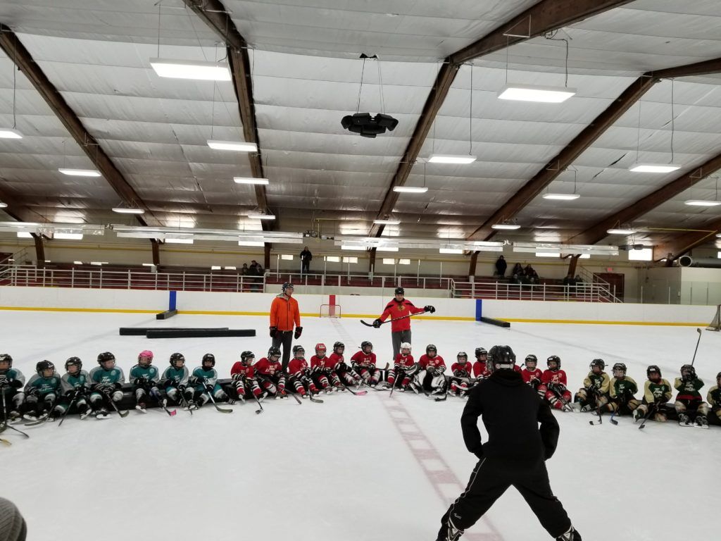 Thunder Bay Elks hockey players on the ice