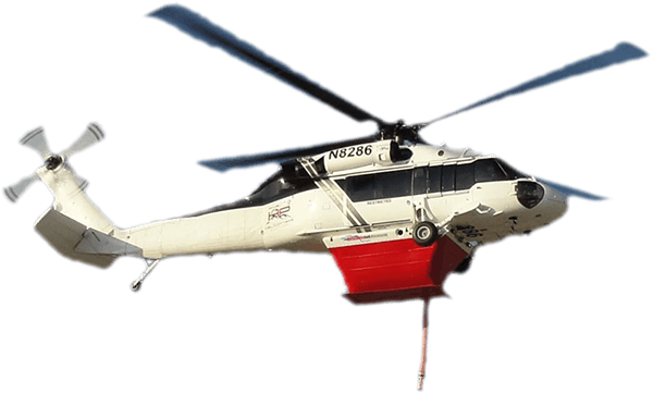 Firefighting helicopter with Helitak tank