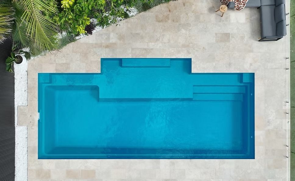 Aerial View of a Turquoise Rectangular Swimming Pool — Billabong Pool Co in Smeaton Grange, NSW