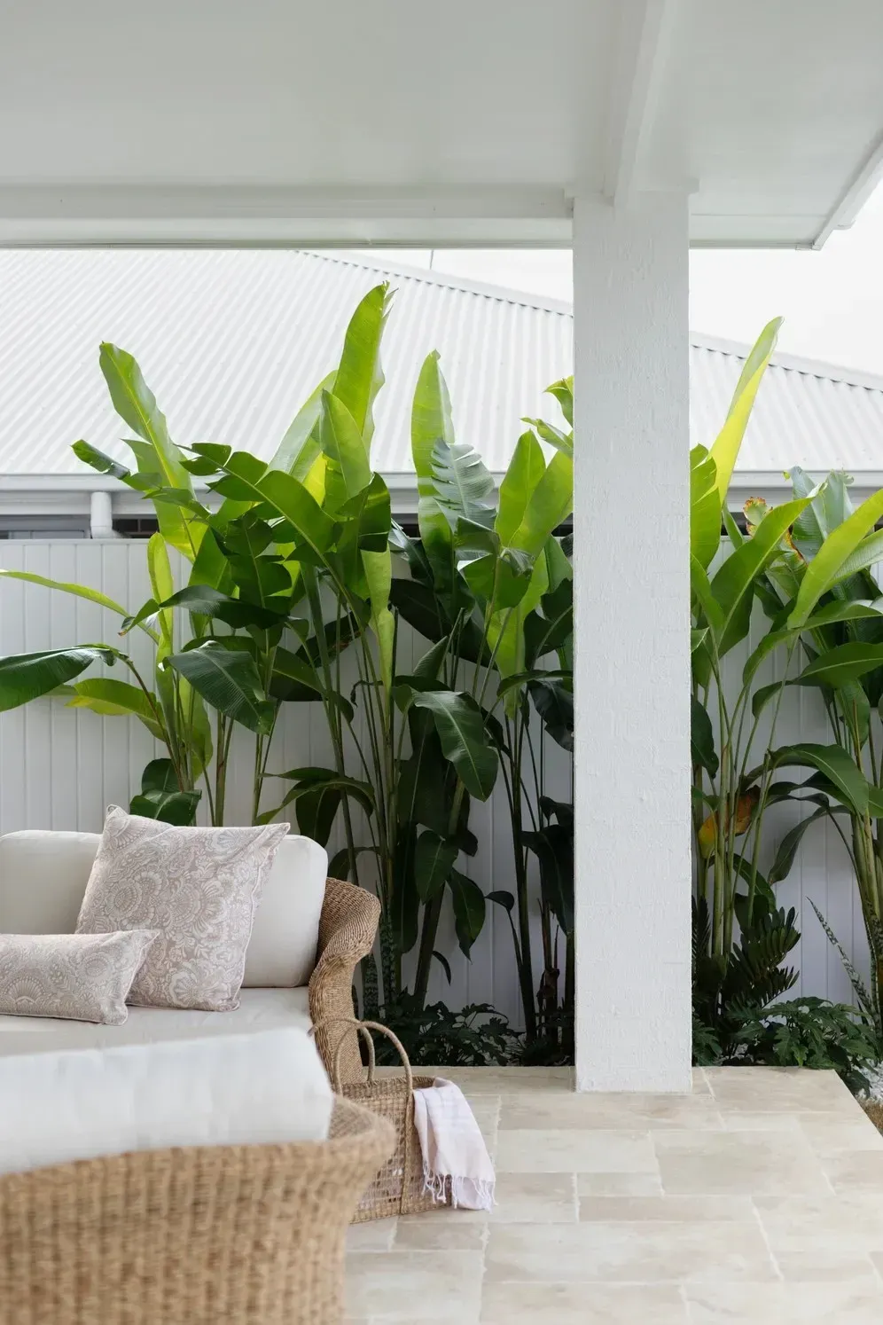 Covered Patio With White Sofa — Billabong Pool Co in Smeaton Grange, NSW
