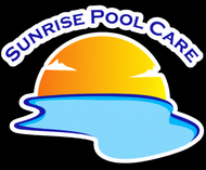 Sunrise Pool Care logo with blue wave and orange sun over the text