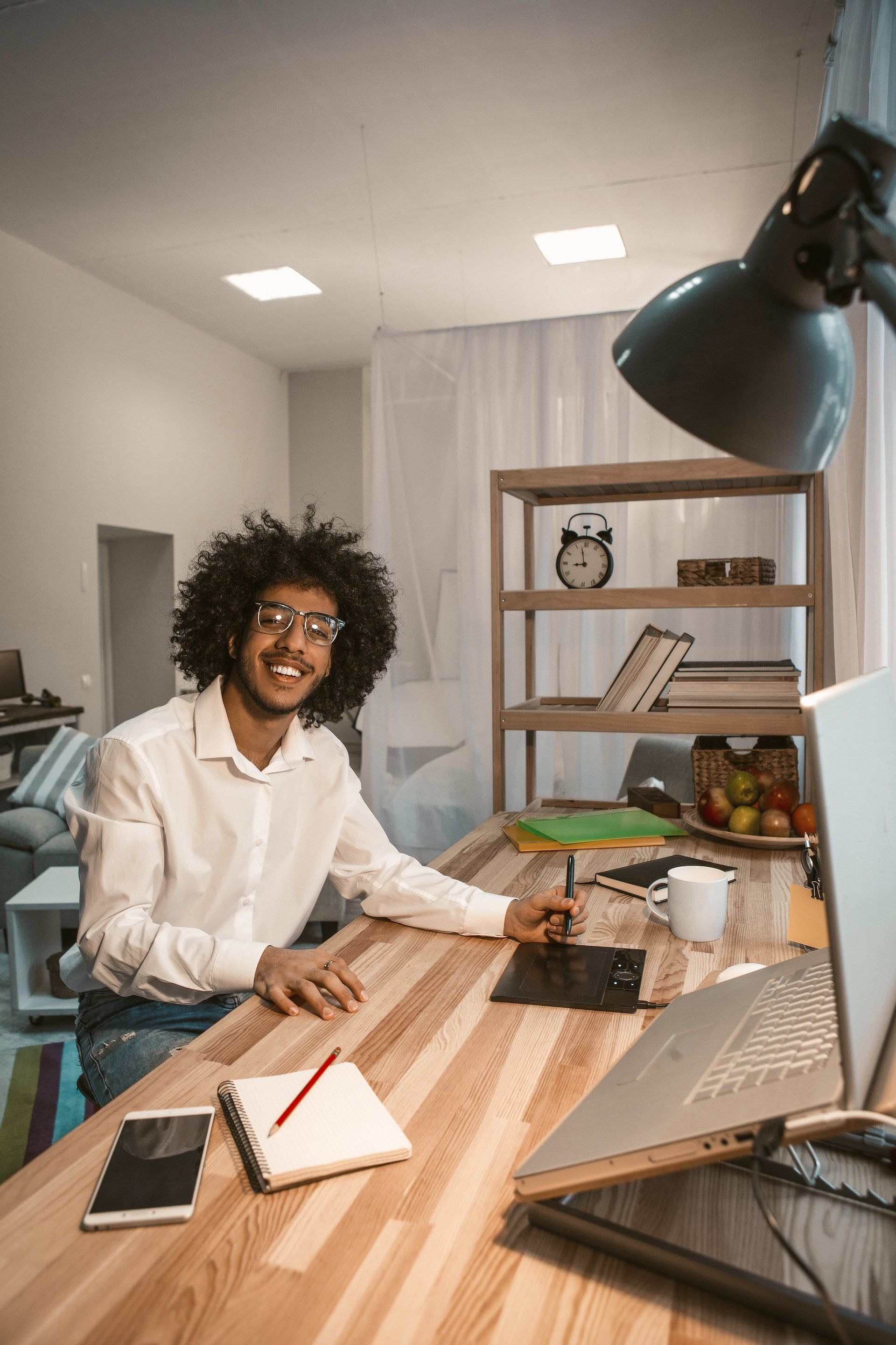 man working from home
