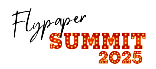 Flypaper Summit 2025 logo in script and vintage marquee style, with red and orange colors.