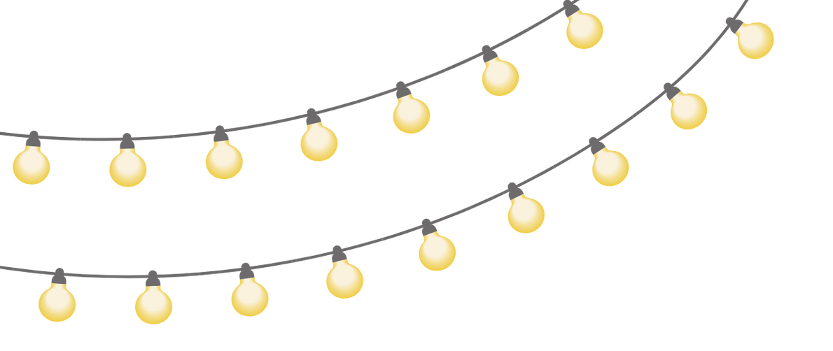 String lights, yellow bulbs hanging from black wires.