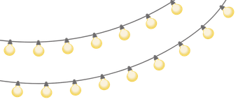 String lights, yellow bulbs hanging from black wires.