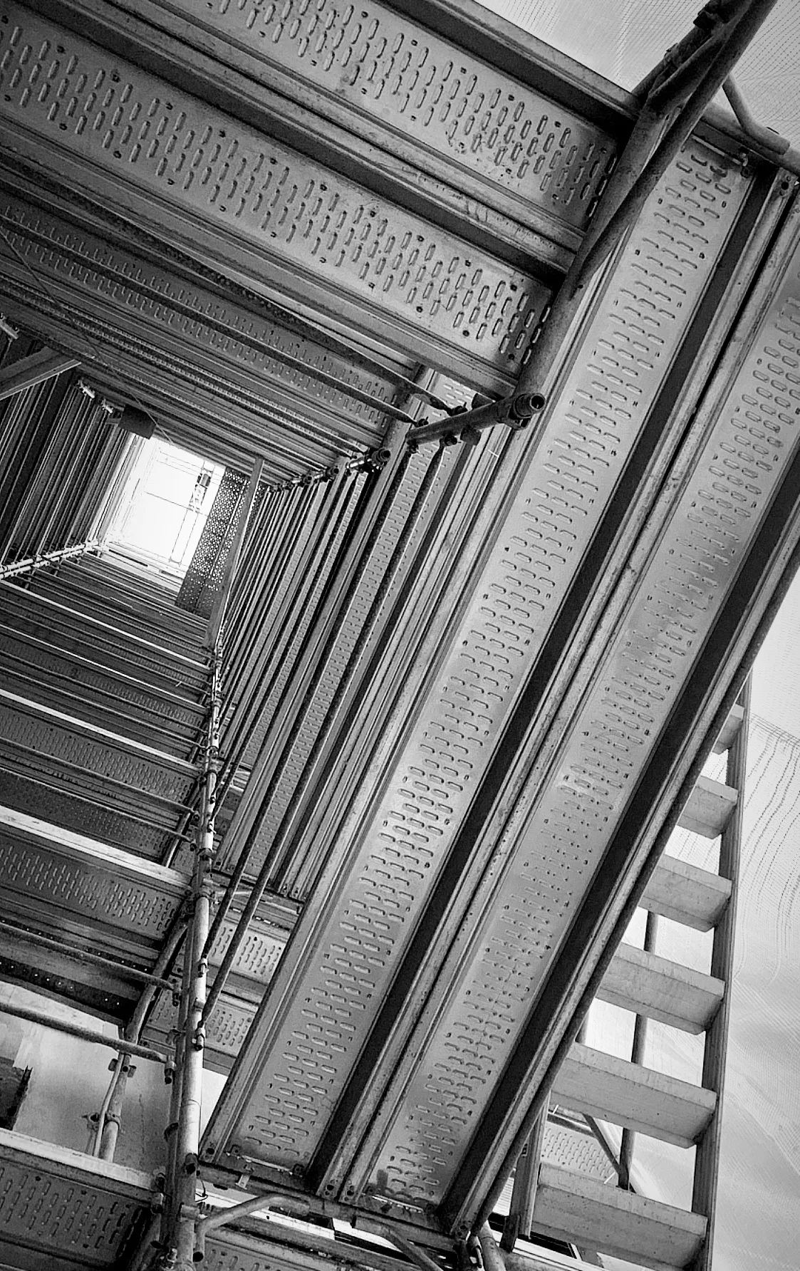 Scaffolding seen from below in Geneva