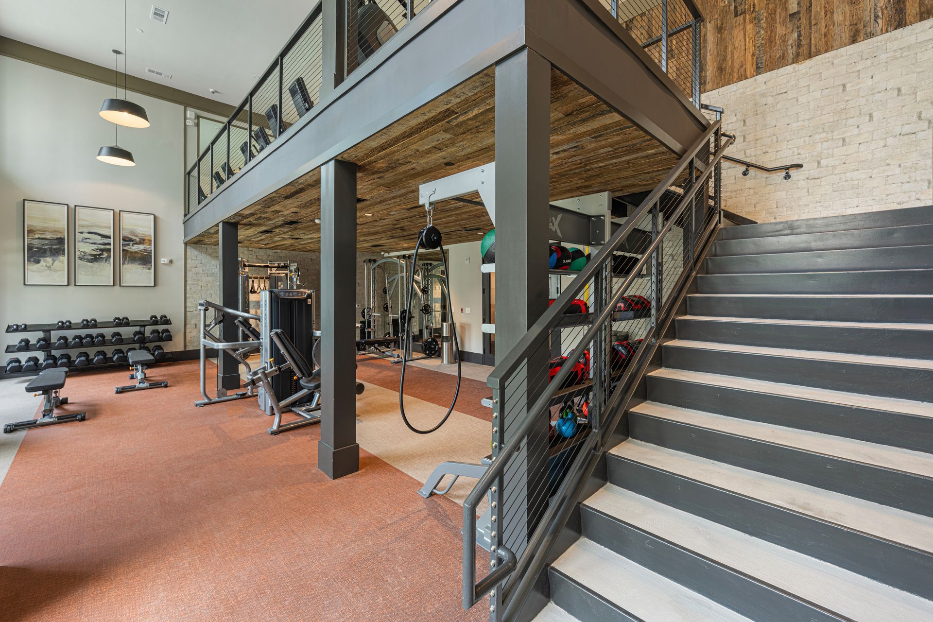 Fitness center at Conclave Sugar Hill. 