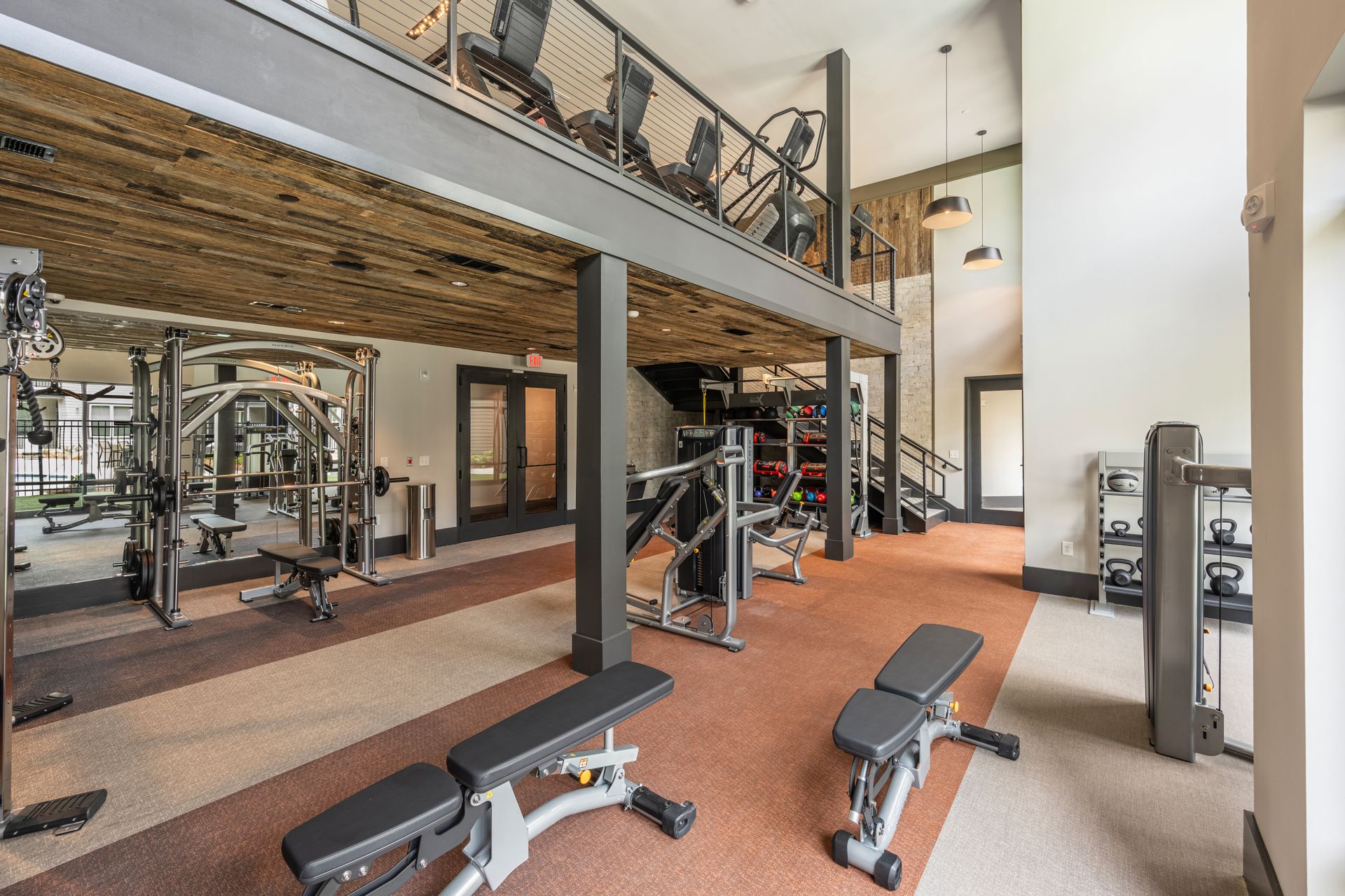 Fitness center at Conclave Sugar Hill. 